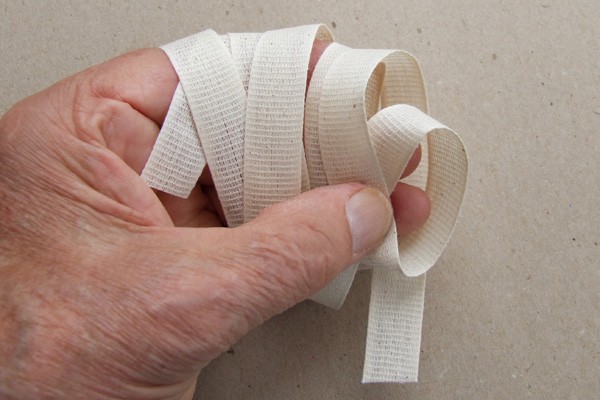Cotton bookbinding tapes ~ unbleached ~ stiffened, Non-adhesive tapes, Tapes, Materials, Cotton bookbinding tape ~ unbleached ~ starched ~ 13mm  (½) wide ~ sold by the metre